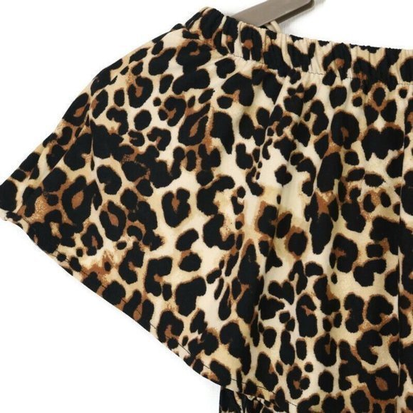 Eye Candy Jumpsuit Jumper Romper Off Shoulder Leopard Animal Print 1X - Picture 7 of 12